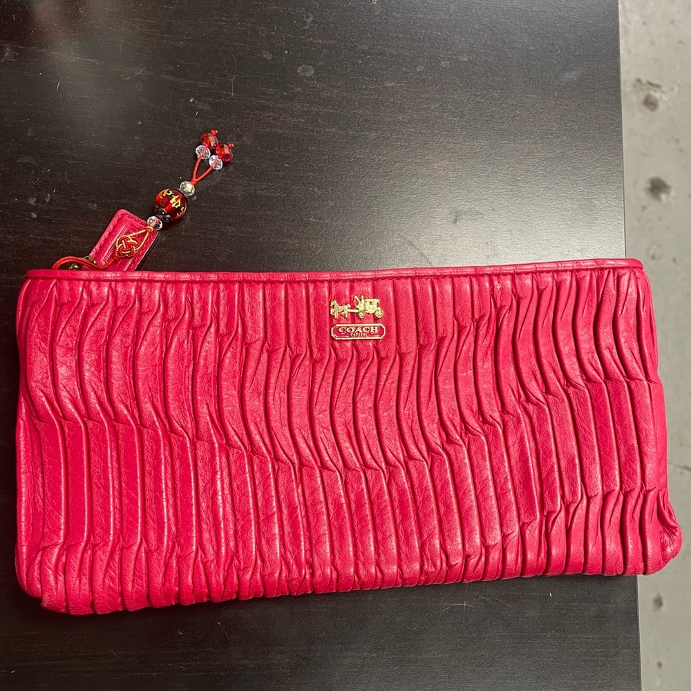 Coach Vibrant red Pleated Clutch